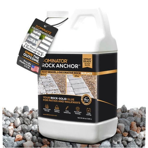 Dominator Rock Anchor 64oz - Rock Glue for Landscaping Gravel & Stone, Ready to Spray, Locks in River Rock, Pea Gravel & Decorative Rock, Prevents Scattering & Washouts, Water-Based