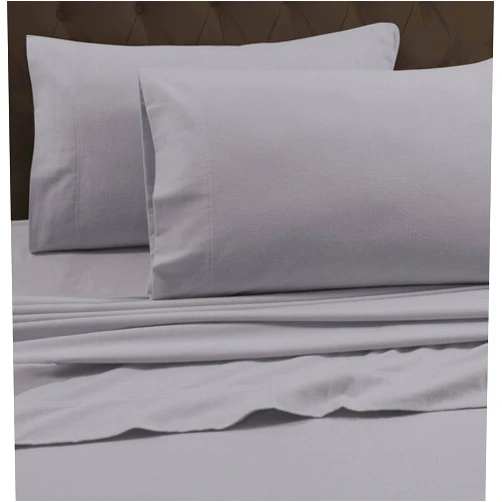 Tribeca Living Queen Luxury Solid Flannel Generous Size Flat Sheet, Platinum
