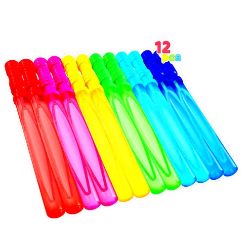 JOYIN 14.6’’ Big Bubble Wands for Kids, 1 Dozen Bubble Wand Bulk with Refill Solution for Summer Toy Party Favor, Outdoors Activity, Easter Basket Stuffers, Birthday Gift