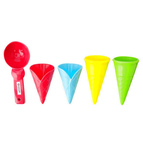 O SPIELSTABIL Spielstabil Ice Cream Duo: Toddler Beach Ice Cream Toy Sand Toys with 4 Cones & Scooper, Ideal Toddler Outdoor Toys from 18 Months+ Made in Germany