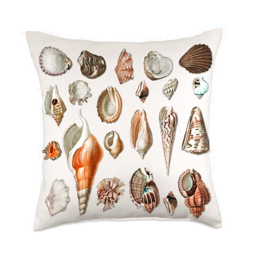 Vintage Beach Seashells Vintage Seashells Mollusc Marine Beach Snail Shell Throw Pillow