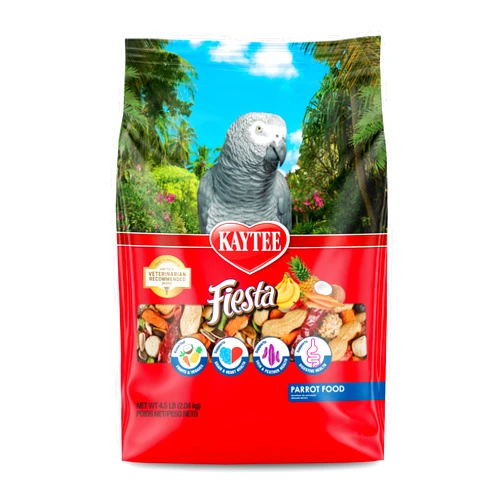 Kaytee Fiesta Parrot Food, Nutritious and Fun Blend, Supports Skin, Feather, Digestion, Brain and Heart Health, 4.5 pounds