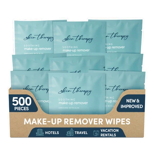 Diversified Hospitality Solutions Makeup Remover Wipes with Aloe Vera | Gentle, Soothing Cleansing Wipes | Individually Wrapped | Case of 500