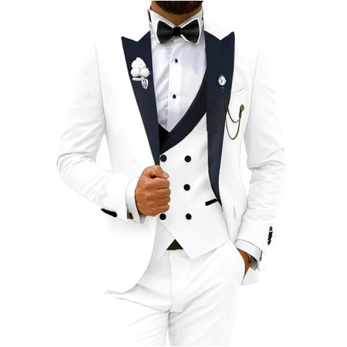 SHUZHXLZANGY Tuxedo for Men 3 Piece Suit Slim Fit Suits for Men Double Breasted Suit Men Wedding Prom Suits with Tie