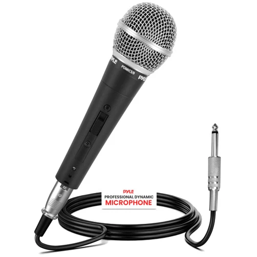 Pyle Professional Dynamic Vocal Microphone - Moving Coil Dynamic Cardioid Unidirectional Handheld Microphone with ON/OFF Switch Includes 15ft XLR Audio Cable to 1/4'' Audio Connection - PDMIC59