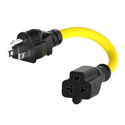 ADCAUDX 1-FT 15 Amp Household AC Plug to 20 Amp T Blade Adapter Cable 12AWG Nema 5-15P to 5-20R,5-15P to 6-15R/20R 20-Amp to 15-Amp Plug-Adapter Cord,Heavy Duty 15A 125V to 20A 250V Extension-Cord