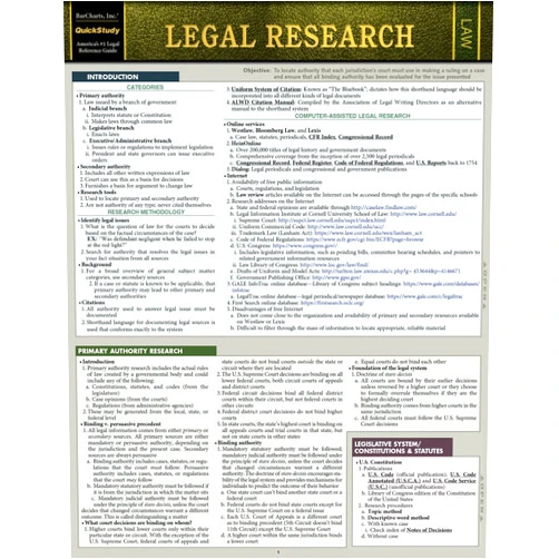 Debra Moss Curtis,Vincent Feliu Legal Research: a QuickStudy Laminated Law Reference