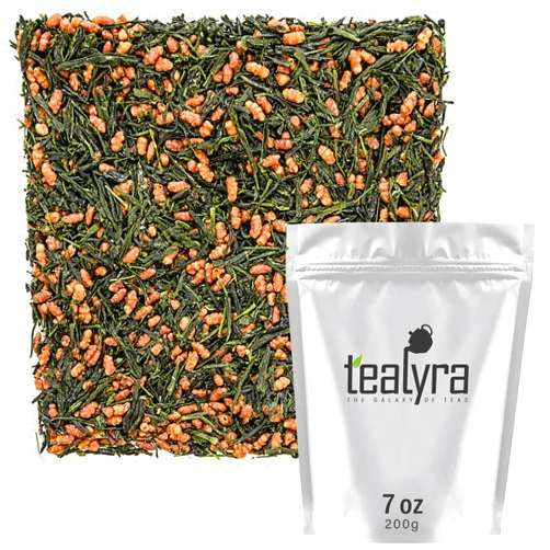 Tealyra - Imperial Gyokuro Genmaicha - Japanese Loose Leaf Tea - Gen Mai Cha Green Tea with Brown Roasted Rice - Caffeine Level Low - 200g (7-ounce)