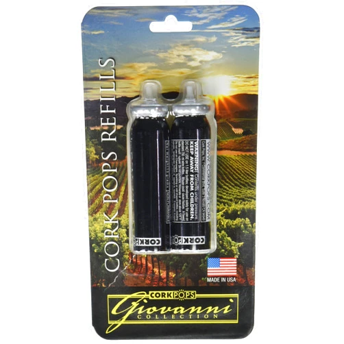 Cork Pops Black Giovanni Wine Bottle Opener Refills, Set of 2