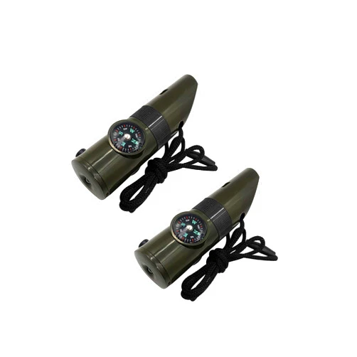MeiNvShe 2 Pack Emergency Survival Whistle, 3-in-1 Emergency Whistles with Compass and Thermometer, Loud Safety Whistle with Lanyard for Outdoor Hiking