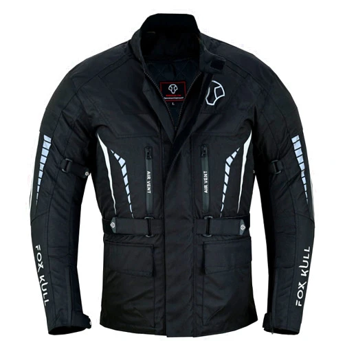 FOXKULL Motorcycle Jacket for Men Adventure/Touring with Cordura Textile Fabric for Motorbike Riding Protection Armor
