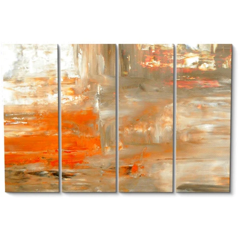 MUDECOR Canvas Print Wall Art Gray & Orange Paint Smudge Strokes Abstract Shapes Illustrations Digital Art Decorative Farmhouse/Country for Bedroom - 12
