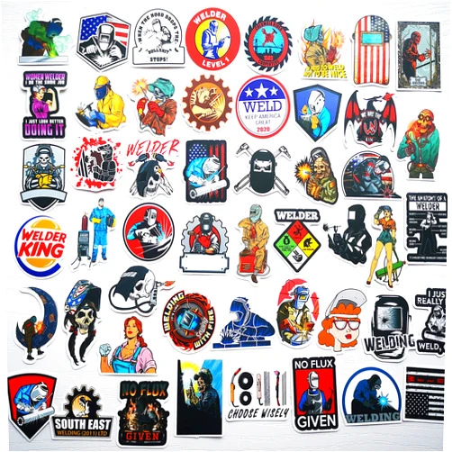 Generic 50pcs Welder Helmet Stickers - Funny Welding Safety Stickers for Hard Hat, Construction Workers, Plumber, Foreman
