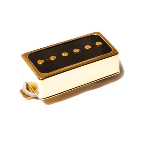 LAMSAM P90 Tone Pickup, Humbucker-sized Single Coil Bridge Position Pick Up Loaded Rubber Magnets, as Replacement Parts for Standard-Humbucker Sized Pickup on Electric Guitar, Gold-90GB