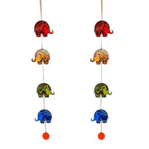 RAG28 Wooden Designer Set of 2 Wall and Door Hanging Elephants (AK008)
