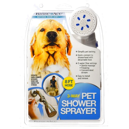 Rinse Ace 3 Way Pet Shower Sprayer with 8 Foot Hose and Quick Connect to Showerhead