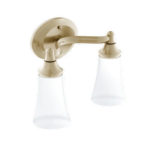 Moen YB2862BN Eva 2-Light Dual-Mount Bath Bathroom Vanity Fixture with Frosted Glass, Brushed Nickel