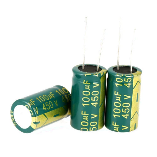 Walfront Electrolytic Capacitor Assortment Kit 16-450V 100uf-10000uf Radial Electrolytic Capacitors Electronic Components Green Color (450v 100uf 10 Pieces in a Bag)