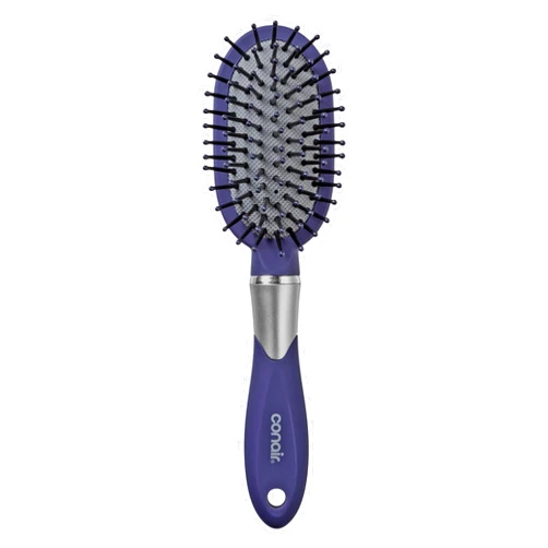 Conair Totally Smooth Mini Hair Brush, Soft-Touch Handle, Ball-Tipped Bristles for Detangling Wet or Dry Hair, Color May Vary