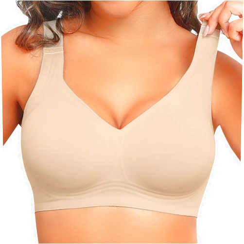 PoseFree Womens Seamless Wireless Supportive Bra Push Up Comfort Soft No Underwire Full Coverage T-Shirt Bra