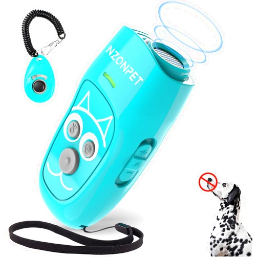 nzonpet Anti Barking Device, Ultrasonic 3 in 1 Dog Barking Deterrent Devices, 3 Frequency Dog Training and Bark Control 16.4Ft Range Rechargeable with LED Light and Wrist Strap - MARRS Green
