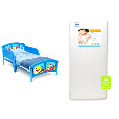 Delta Children Baby Shark Plastic Toddler Bed with Twinkle Stars Dual Sided 6