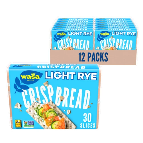 Wasa Light Rye Crispbread, 9.5 oz (Pack of 12), Rye Crackers, Non-GMO Ingredients, Fat Free