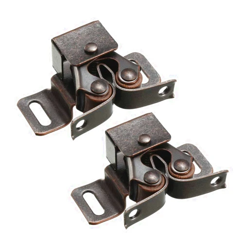 uxcell Retro Cabinet Door Double Roller Catch Ball Latch with Prong Hardware Copper Tone 2pcs