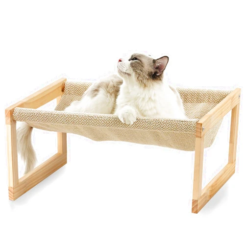 FUKUMARU Dog Bed, Large Breathable Cat Bed, Wooden Cat Hammock for Outdoor, 21 X 16.5 Inch Elevated Pet Furniture Suitable for Kitty, Puppy, Rabbit, Bunny and Small Animal