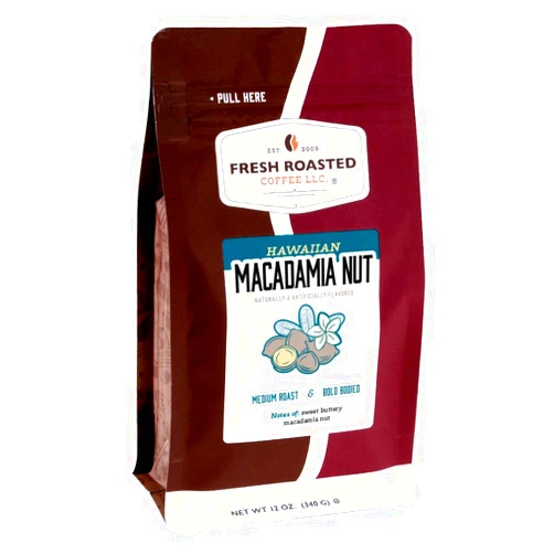 Fresh Roasted Coffee, Hawaiian Macadamia Nut Flavored Coffee, 12 oz, Medium Roast, Kosher, Ground