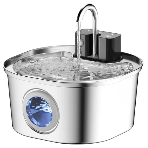 Voluas Stainless Steel Cat Water Fountain-Wireless Pet Water Fountain Battery Operated,108oz/3.2L, Automatic Water Dispenser for Dogs with Quiet Pump,Easy Clean BPA-Free for Cats, Dogs, Multiple Pets