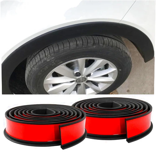 XmuxHai 2.17In(5.5CM)*9.84FT*2PCS Car Wheel Eyebrow Arch Trim Lips Strip Fender Flare Protector Universal Rubber Wheel Eyebrow Protector for Car and Truck Fender Flare Edge Trim (5.5CM)