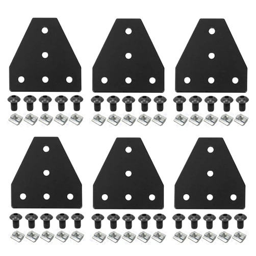 Baykailin 6Pcs 4040 Corner Bracket Joint Plate T Shape 5 Hole Aluminum Extrusion Connector with 30Pcs T-Nuts, 30Pcs Screws and 1Pcs Wrench for 4040 Series Aluminum Extrusion Profile