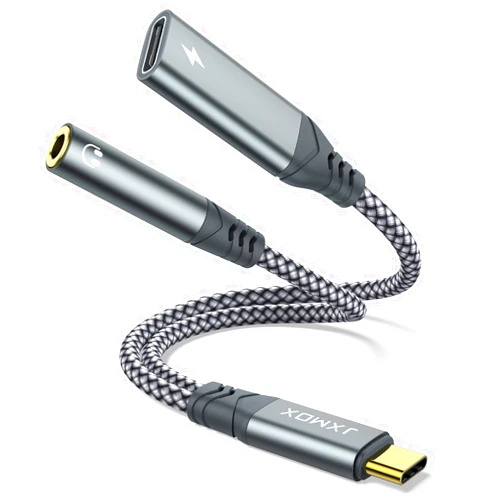 JXMOX USB C to 3.5mm Headphone and Charger Adapter, 2-in-1 USB Type C to Aux Jack Dongle Cable with PD 60W Fast Charging for iPhone 15 16 Pro Max Plus, Samsung Galaxy S22 S23 S24 Ultra, Note 20, iPad Pro