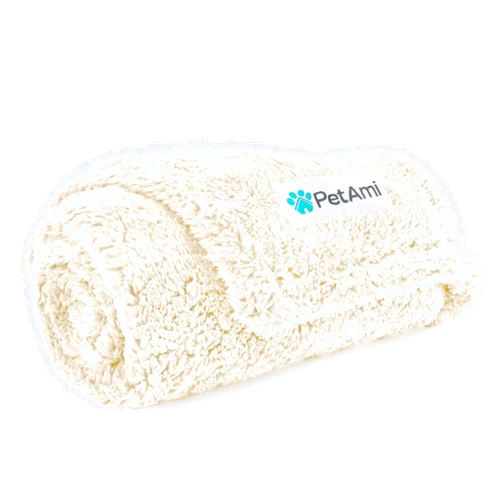 PetAmi Fluffy Waterproof Dog Blanket for Small Medium Dogs, Soft Warm Pet Sherpa Throw Pee Proof Couch Cover, Reversible Cat Puppy Bed Blanket Sofa Protector, Plush Washable Pad (Beige Cream, 29x40)