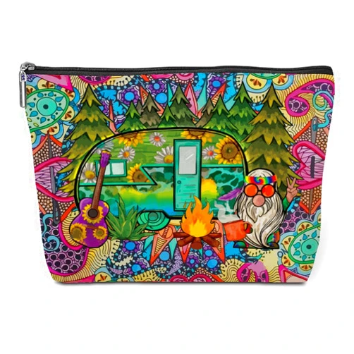 Jeilink Hippie Gifts Makeup Bag Funny Hippie Van Hippie Decor Stuff Retro Camper Car Travel Toiletry Bag for Women Best Friends Grandma Mom Sister Coworker Nurse Camping Birthday Christmas Retirement