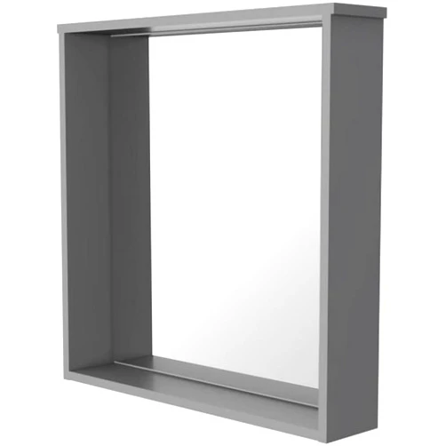 RST Brands Tridell Wood Composite Modern Square Mirror with Storage Shelf, Wall Mounted, Water Resistant, Gray