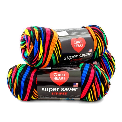 RED HEART Super Saver 3-Pack yarn, PRIMARY STRIPE 3 Pack
