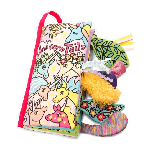 Jellycat Soft Cloth Baby Books, Unicorn Tails, 8 inches