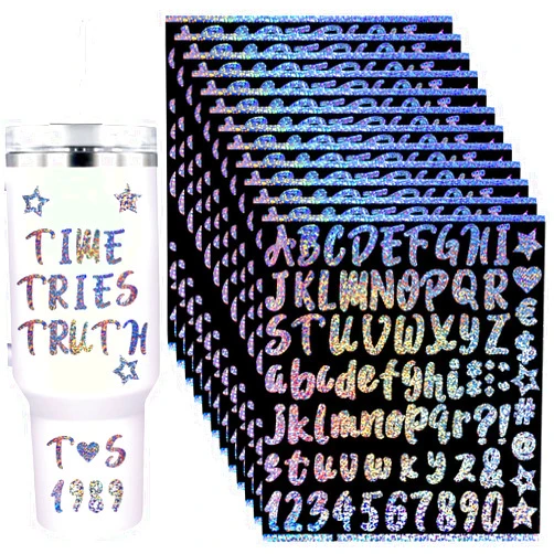 XIHIRCD 12 Sheets Vinyl Letters Stickers for Stanley Cups, 1 Inch Waterproof Capital Alphabet Decals Adhesive Letter & Number Name Stickers for Water Bottles Tumblers Holiday Party Crafts Decoration