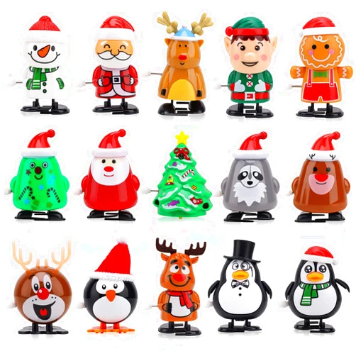EEOCWF 15pcs Christmas Wind Up Toys for Kids, Christmas Stocking Stuffers, Xmas Tree Santa Claus Clockwork Toy, Classes Gifts Kid Christmas Party Favors Goody Bag Filler