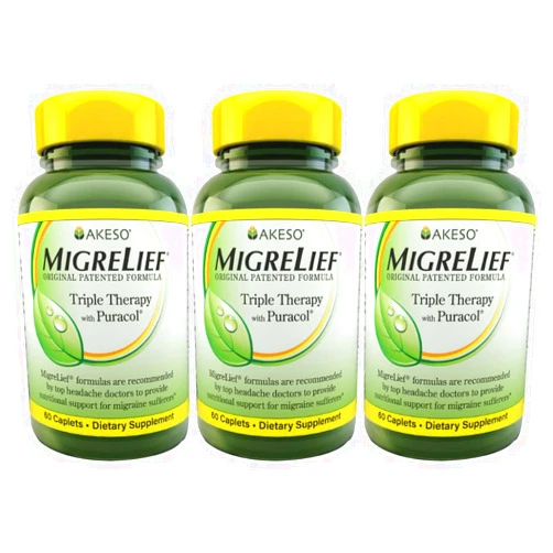 MigreLief Original Formula Triple Therapy with Puracol, 60 Count (Pack of 3)