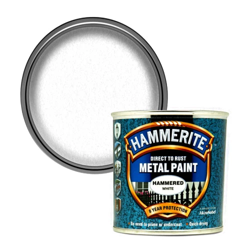Hammerite 5084836 Metal Paint: Hammered White 250ml