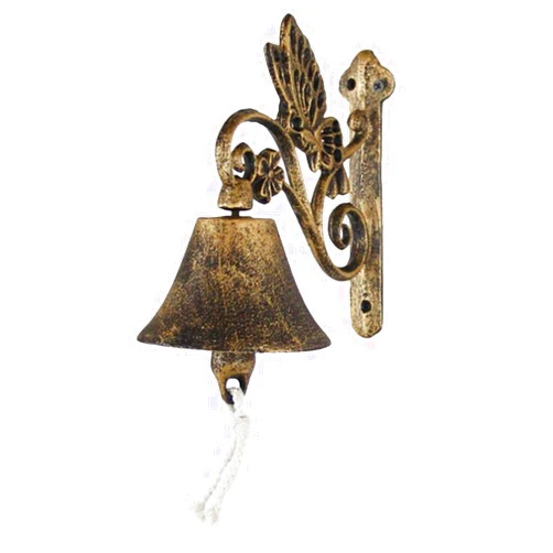 WLALLSS Outdoor Cast Iron Dinner Bell, Butterfly Floral Vine Antique Bronze Doorbell, Farmhouse Country Style Shopkeeper Store Knocker (Antique Gold)