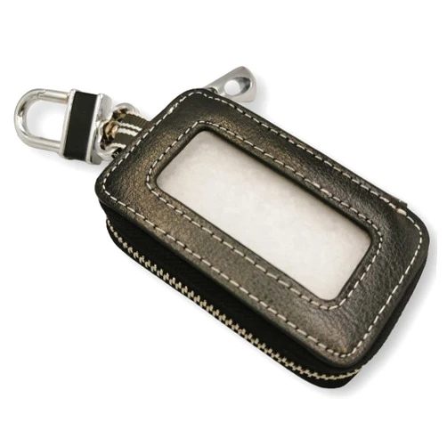 Keeping Universal Vehicle Smart Key Case Remote Fob Case Leather Car Key Holder Keychain Ring Case Bag for Men Women