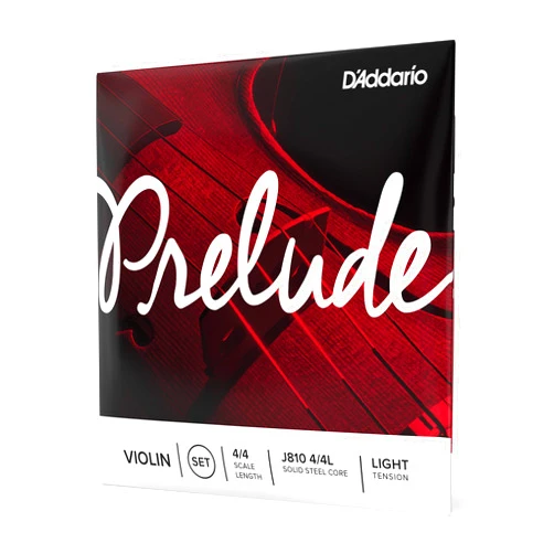 D'Addario Prelude Violin String Set, 4/4 Scale, Light Tension – J810 4/4L - Solid Steel Core, Warm Tone, Economical and Durable – Educator’s Choice for Student Strings – 1 Set