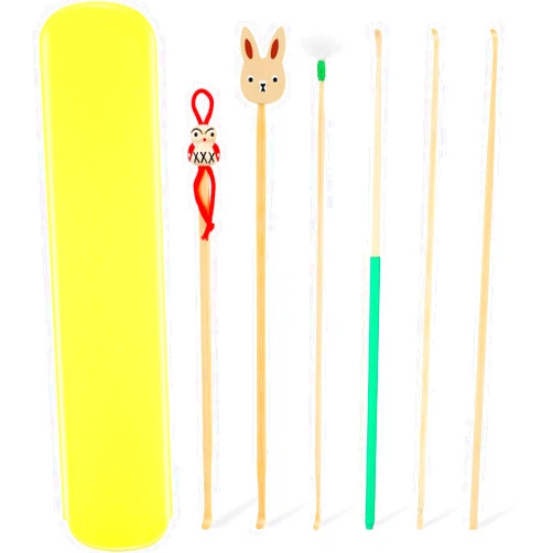Tondiamo 6 Pieces Bamboo Wood Ear Pick Bamboo Ear Pickers Ear Cleaning Tools for Humans Bamboo Cute Doll Bunny Goose Feather Earpick for Adults Ear Cleaning Kit
