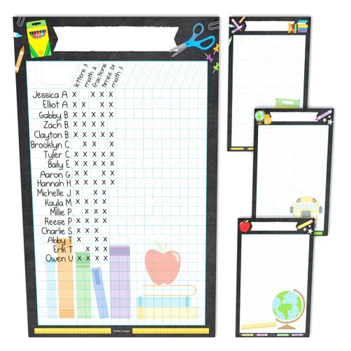 Hadley Designs 4 Colorful Chalk Data Charts Classroom Incentive Chart For Classroom - Homework Chart For Classroom Reward Chart, Attendance Chart For Classroom, Reward Chart For Kids Behavior