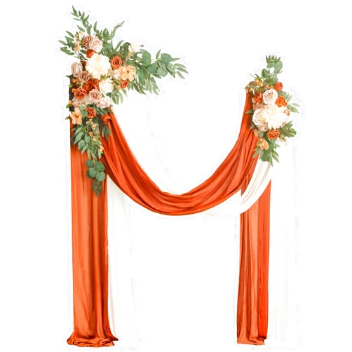 HJLRR Artificial Flower Arch Decor for Wedding, 2pcs Arbor Swags & 2pcs Semi-Sheer Drape for Wedding Party Ceremony(Pack of 4),A2