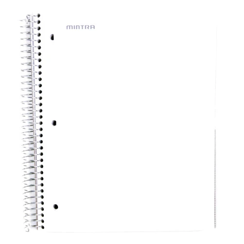 Mintra Office Durable Spiral Notebooks, 5 Subject, (White, College Ruled 1pk), 200 Sheets,Poly Pockets, Moisture Resistant Cover, School, Office, Business, Professional